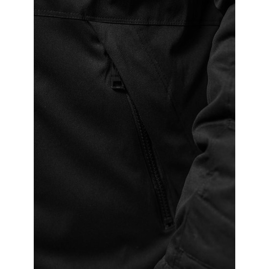 Vyriška juoda žieminė striukė su kailiu Eget JS/22M316/392 - Vyriškos Striukės ir Paltai Vyriška juoda žieminė striukė su kailiu Eget JS/22M316/392