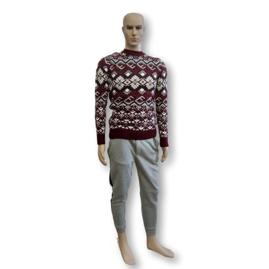 Vyriškas bordo megztinis Flake h4146 - Vyrams Vyriškas bordo megztinis Flake h4146 Premium
