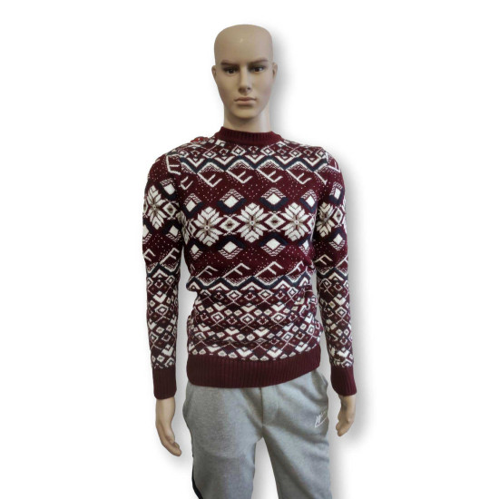 Vyriškas bordo megztinis Flake h4146 - Vyrams Vyriškas bordo megztinis Flake h4146 Premium
