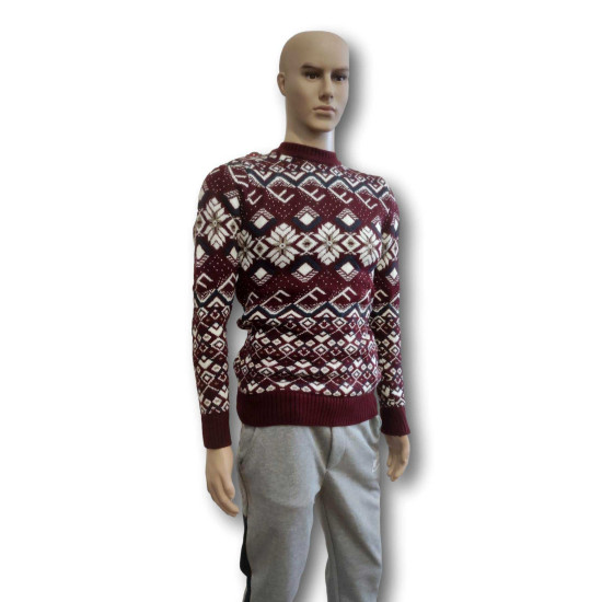 Vyriškas bordo megztinis Flake h4146 - Vyrams Vyriškas bordo megztinis Flake h4146 Premium