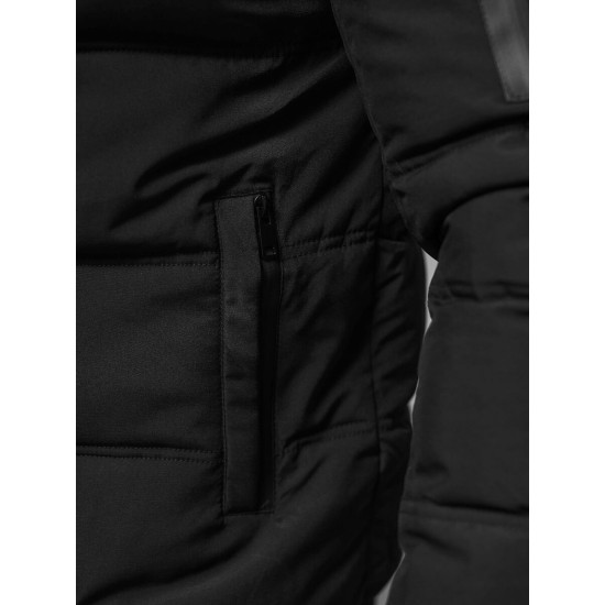 Vyriška juoda žieminė striukė Rock JS/31M5003 - Vyriškos Striukės ir Paltai Vyriška juoda žieminė striukė Rock JS/31M5003