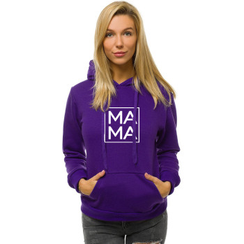 Moteriškas violetinis džemperis su juodu užrašu MAMA 