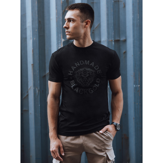 Juodi vyriški marškinėliai su spauda Handmade RX5582 - Vyrams Juodi vyriški marškinėliai su spauda Handmade RX5582
