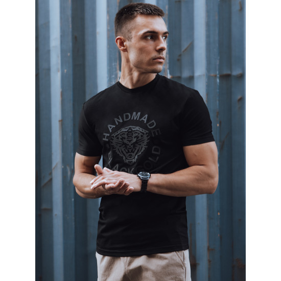 Juodi vyriški marškinėliai su spauda Handmade RX5582 - Vyrams Juodi vyriški marškinėliai su spauda Handmade RX5582