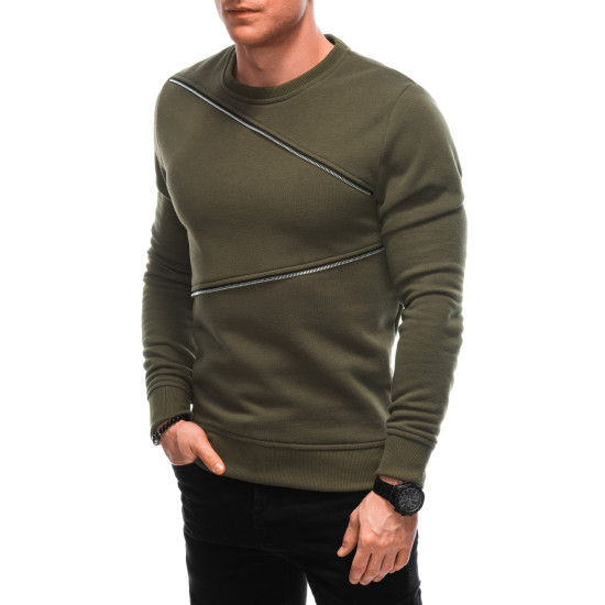 Vyriškas chaki džemperis Zipper OM-SSNZ-22FW-005 - Akcija Vyriškas chaki džemperis Zipper OM-SSNZ-22FW-005