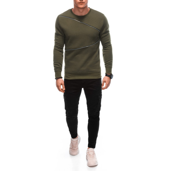 Vyriškas chaki džemperis Zipper OM-SSNZ-22FW-005 - Akcija Vyriškas chaki džemperis Zipper OM-SSNZ-22FW-005