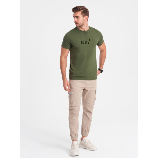 Men's khaki T-shirt Dad Square (black) PK1684