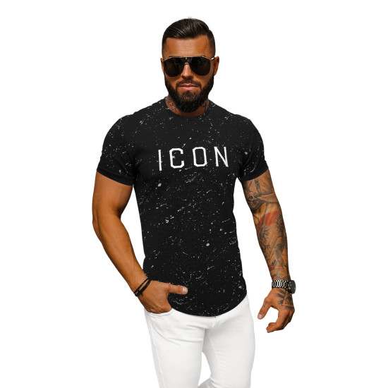 Vyriški juodi marškinėliai Icon O/P1289Z - Marškinėliai Vyriški juodi marškinėliai Icon O/P1289Z