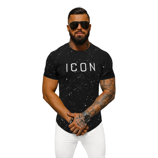 Vyriški juodi marškinėliai Icon O/P1289Z - Marškinėliai Vyriški juodi marškinėliai Icon O/P1289Z