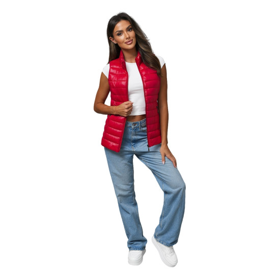 Moteriška blizgi raudona liemenė Sofia JS/16M9153/270Z - Moterims Moteriška blizgi raudona liemenė Sofia JS/16M9153/270Z