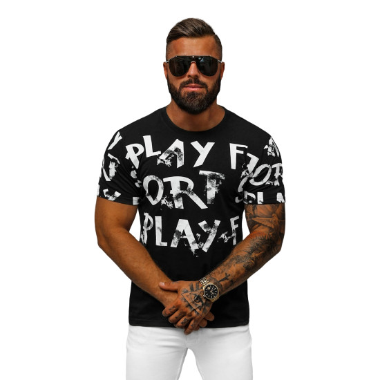 Vyriški juodi marškinėliai Play O/8T1280/3 - Marškinėliai Vyriški juodi marškinėliai Play O/8T1280/3