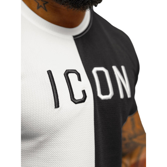 Vyriški baltai-juodi marškinėliai Icon O/7776T