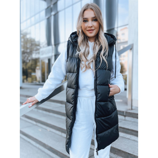 Ilga juoda liemenė su gobtuvu Far TY3748