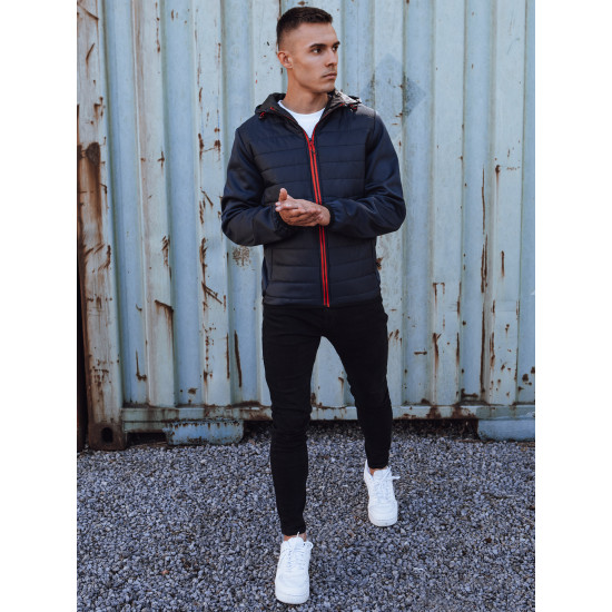 Vyriška tamsiai mėlyna striukė su raudona detale Lucas TX4861 - Vyriškos Striukės ir Paltai Vyriška tamsiai mėlyna striukė su raudona detale Lucas TX4861