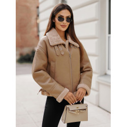 Naiste pruun nahkjakk karusnahaga Maria