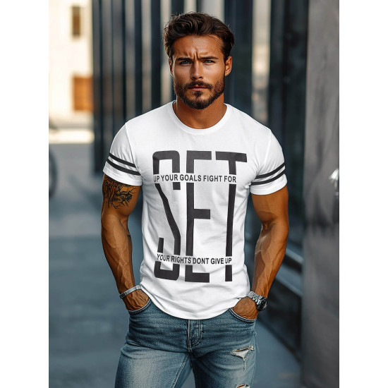 Vyriški balti marškinėliai Dont give up O/8T1275/1 - Marškinėliai Vyriški balti marškinėliai Dont give up O/8T1275/1