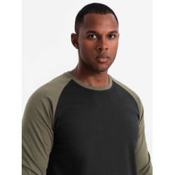 Vyriški juodi/chaki marškinėliai ilgomis rankovėmis Artur