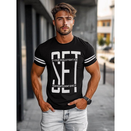 Vyriški juodi marškinėliai Dont give up O/8T1275/3 - Marškinėliai Vyriški juodi marškinėliai Dont give up O/8T1275/3
