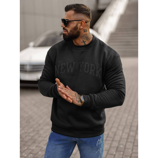 Vyriškas juodos spalvos džemperis be gobtuvo New York JS/8B1362/3