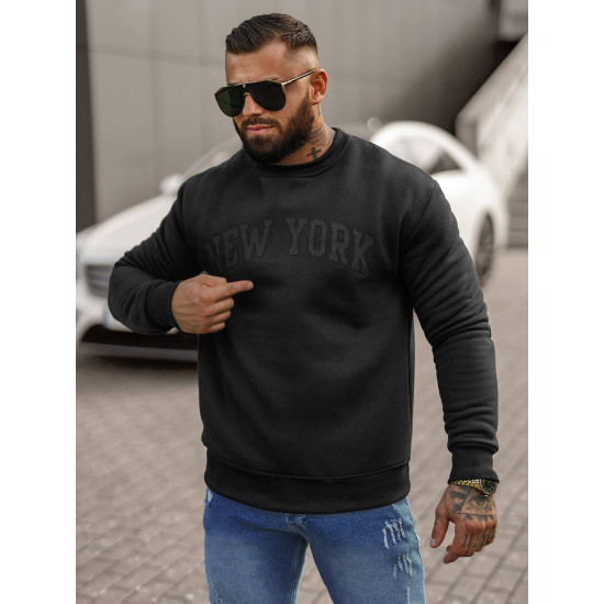Vyriškas juodos spalvos džemperis be gobtuvo New York JS/8B1362/3