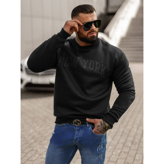 Vyriškas juodos spalvos džemperis be gobtuvo New York JS/8B1362/3