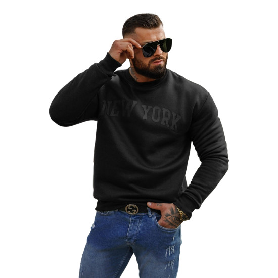 Vyriškas juodos spalvos džemperis be gobtuvo New York JS/8B1362/3