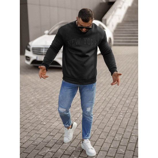 Vyriškas juodos spalvos džemperis be gobtuvo New York JS/8B1362/3