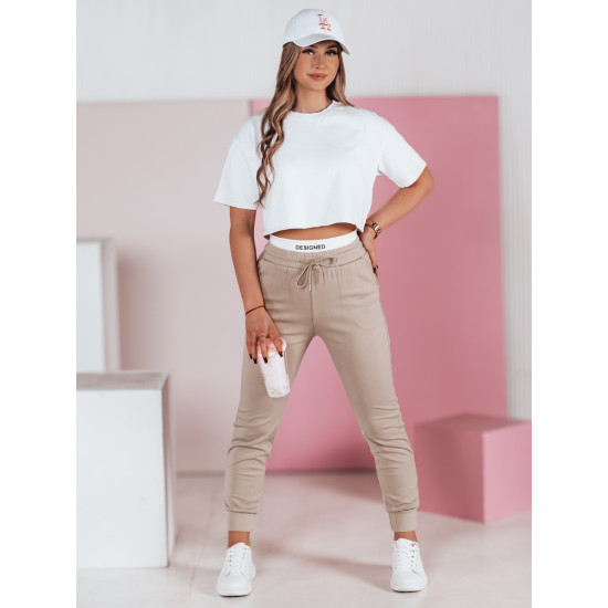 Moteriškos laisvalaikio rusvos slim fit kelnės Sport UY2399