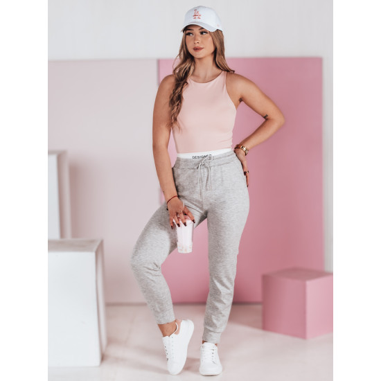 Moteriškos laisvalaikio pilkos slim fit kelnės Sport UY2400 - Džinsai ir Kelnės Moteriškos laisvalaikio pilkos slim fit kelnės Sport UY2400