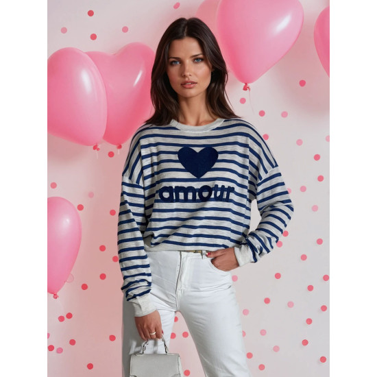 Moteriškas mėlynas megztinis Amour MY2321 - Moterims Moteriškas mėlynas megztinis Amour MY2321