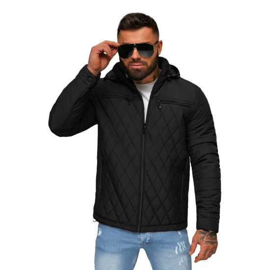 Vyriška juoda striukė su gobtuvu Valent JS/5M3282/392