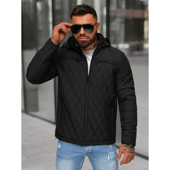 Vyriška juoda striukė su gobtuvu Valent JS/5M3282/392