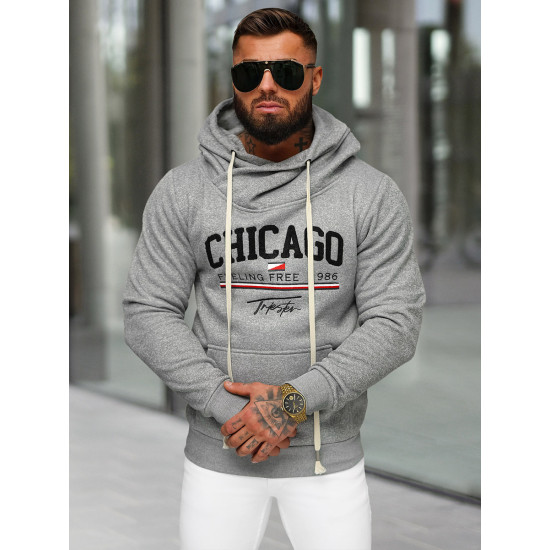 Vyriškas pilkas džemperis su gobtuvu Chicago O/TT30508