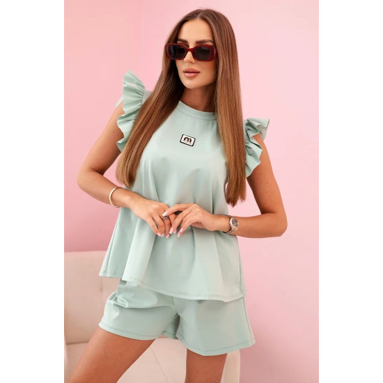 Moteriškas mėtinės spalvos komplektas Glossy 32326