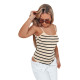 Moteriška rusva dryžuota glaustinukė Strip RY2899 - Moterims Moteriška rusva dryžuota glaustinukė Strip RY2899