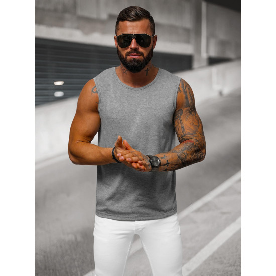 Berankoviai tamsiai pilki vyriški marškinėliai Look JS/99001 - Marškinėliai Berankoviai tamsiai pilki vyriški marškinėliai Look JS/99001