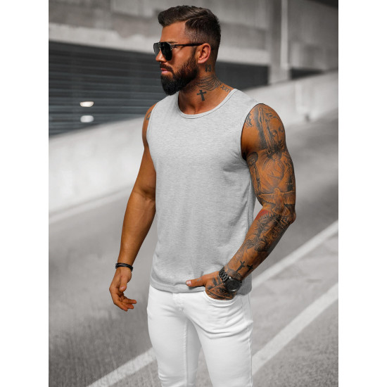 Berankoviai šviesiai pilki vyriški marškinėliai Look JS/99001 - Marškinėliai Berankoviai šviesiai pilki vyriški marškinėliai Look JS/99001
