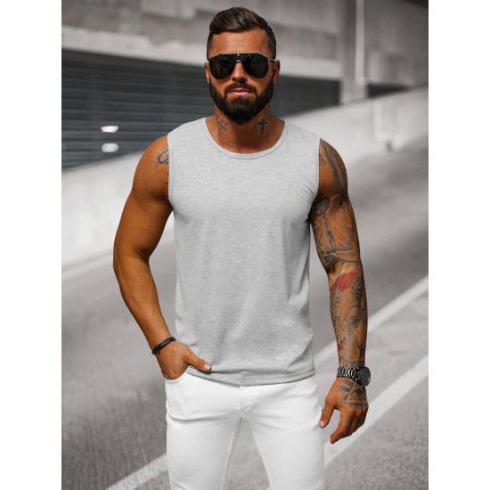 Berankoviai šviesiai pilki vyriški marškinėliai Look JS/99001 - Marškinėliai Berankoviai šviesiai pilki vyriški marškinėliai Look JS/99001