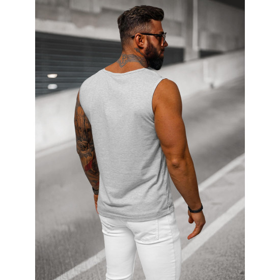 Berankoviai šviesiai pilki vyriški marškinėliai Look JS/99001 - Marškinėliai Berankoviai šviesiai pilki vyriški marškinėliai Look JS/99001