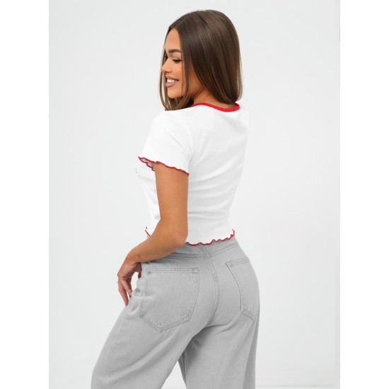 Moteriški balti marškinėliai Strawberry JS/R62639 - Marškinėliai Moteriški balti marškinėliai Strawberry JS/R62639