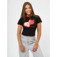 Moteriški juodi marškinėliai Strawberry JS/R62639 - Marškinėliai Moteriški juodi marškinėliai Strawberry JS/R62639