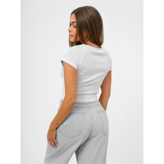 Moteriški pilki marškinėliai Cherry JS/R62744 - Marškinėliai Moteriški pilki marškinėliai Cherry JS/R62744
