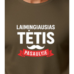 Chaki marškinėliai Laimingiausias tėtis (baltas)