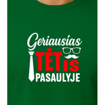 Tamsiai žali marškinėliai Geriausias tėtis pasaulyje (baltas)