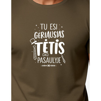 Vyriški chaki marškinėliai Geriausias tėtis (baltas)