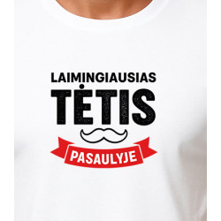 Balti marškinėliai Laimingiausias tėtis (juodas)