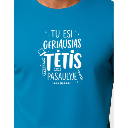 Vyriški mėlyni marškinėliai Geriausias tėtis (baltas) PK4002