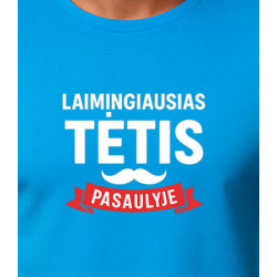 Mėlyni marškinėliai Laimingiausias tėtis (baltas)