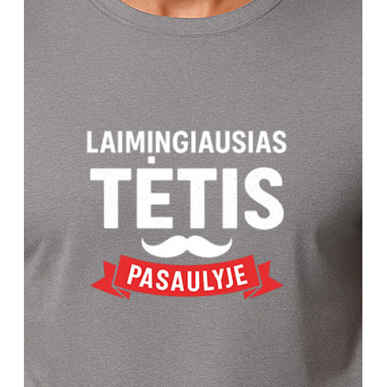 Pilki marškinėliai Laimingiausias tėtis (baltas) PK4006