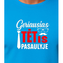Mėlyni marškinėliai Geriausias tėtis pasaulyje (baltas)